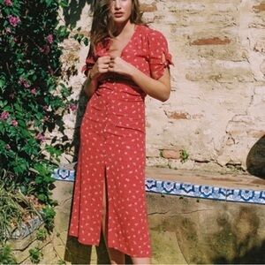 Rouje - Laura - Red Floral Dress - Size 36